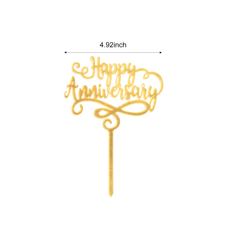 EWUHRY 6pcs Happy Anniversary Cake Topper  Gold Sliver Wedding Anniversary Acrylic Cake Toppers  Happy Anniversary Party Decorating supplies - Image 4